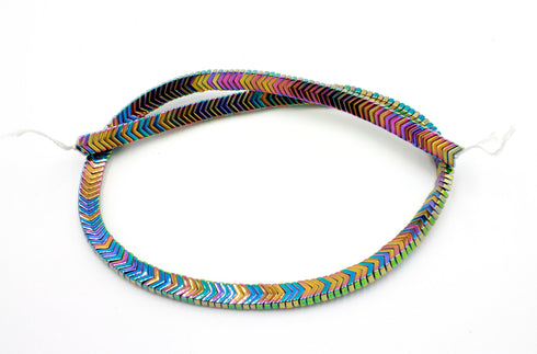 Hematite Chevron Gemstone Beads, 6x1mm, V-Shape